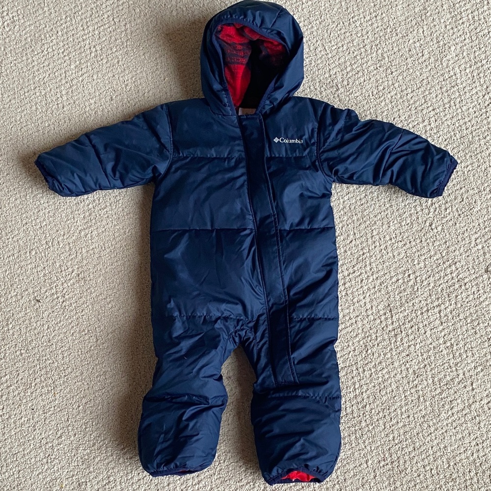 Columbia Dark Blue Infant Snowsuit with Red Lining